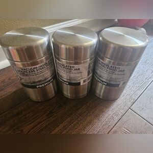 3 Stainless Vacuum Food Jar Insulated Leak-proof New Never Used Gray Silver. 